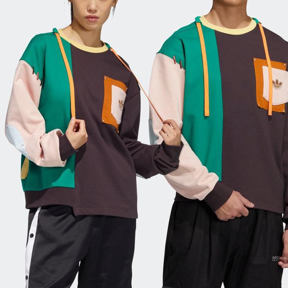 adidas Originals Melting Sadness Puppet Series Colorblock Asymmetrical Hem Loose Sweatshirt Unisex Tops HC0349