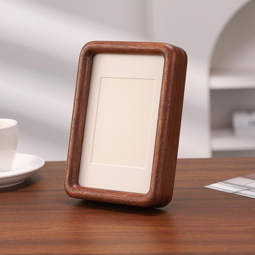 Schwarze Walnuss Doppelt abgerundete Ecke Holz Foto Rahmen - Personalisierte DIY Tischplatten Bild Anzeige