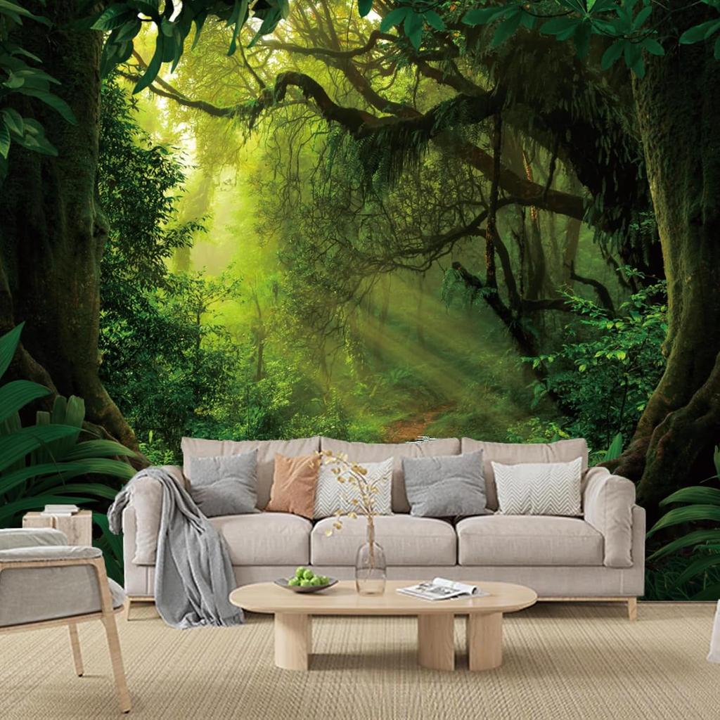 Apdidl Green Forest Tapestry for Bedroom Nature Tree Cave Mural Backdrop