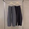 Charcoal Gray European-Style Autumn Wool-Blend Curved Wide-Leg Pants: Tapered, Fleece-Lined, Drawstring, Elastic Waistband, High Waist, Slimming.