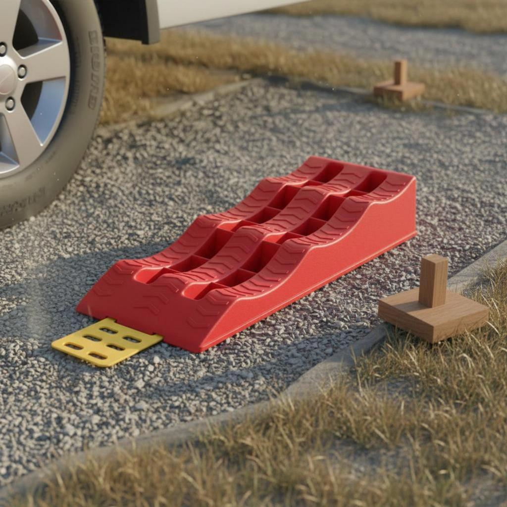 2 Pieces RV Leveling Ramp Heavy Duty Anti-Slip Wheel Thickened Design Tire