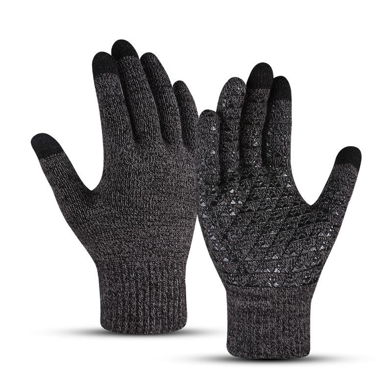 

Сенсорные перчатки мужские женские осенне-зимние теплые термо толстые вязаные в корейском стиле для вождения, езды, без пальцев One Size