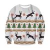 Rentier 3D-Druck Langarm Rundhals Sweatshirt - Herbst/Winter Weihnachts-Stil