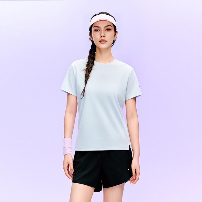 Anta Pure Color Round Neck Pullover Short Sleeve Sports Simple Comfortable Feather Tennis Running Training Shorts Fitness Set 962627208-2
