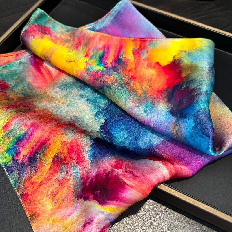 100% Natural Silk Scarf Women Luxury High Quality Headband Square Foulard Female Neckerchief Shawl Wraps Hijab Bandana Scarves