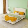Modern Minimalist Upholstered Bed with Plush Headboard, 140x200 Cm, Beige, Low-Profile Non-Storage Base (Without Gas Lift), Mattress Excluded.