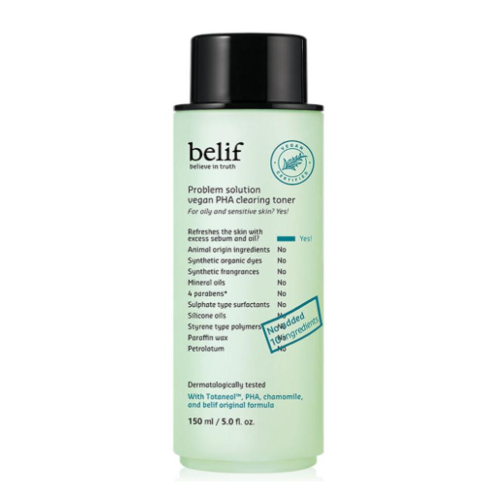belif Problem Solution Vegan PHA Clearing Toner 150ml - Gentle Exfoliating and Pore Refining Toner