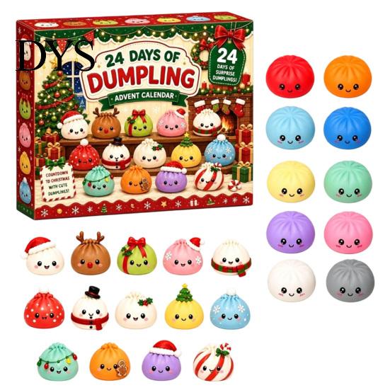 Stocking Stuffers for Kids 2026 Christmas Squeeze Toy Advent Calendar, 24-Day Dumpling Bun Fidget Surprise Gift Box Countdown Box, Soft TPR