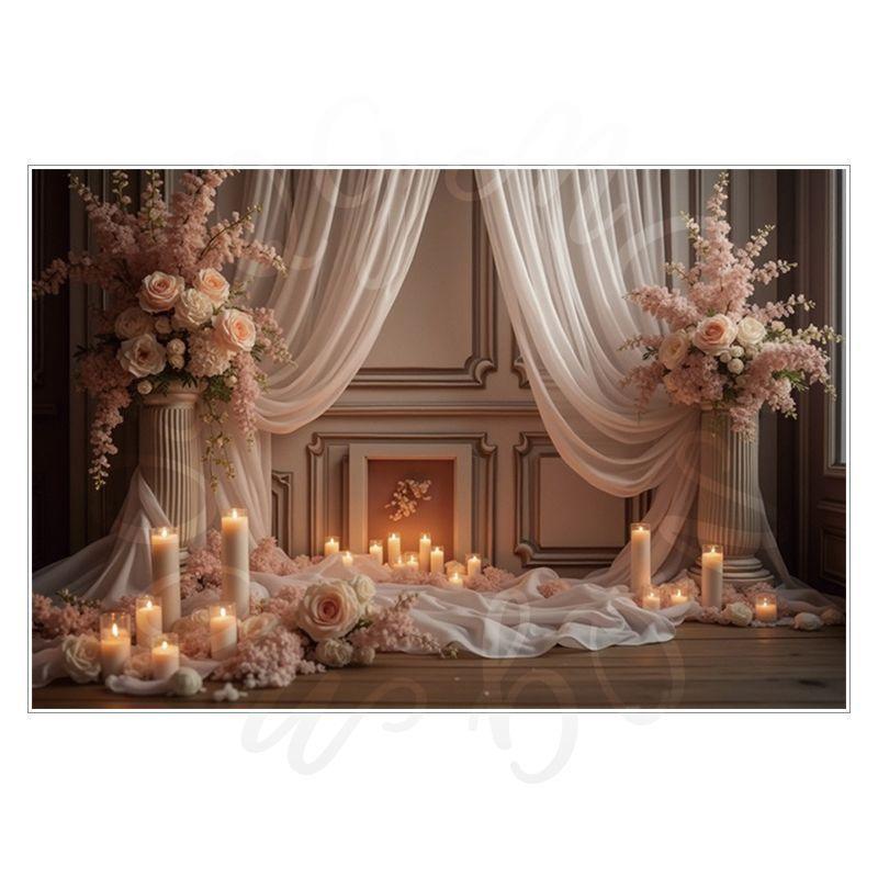Birthday, Wedding and Engagement Party Backdrop Fabric, Luxurious Curtains, Gauze Drapes, Flowers, Photo Backdrop Fabric