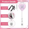 Heart Badge Reel Heart-Shaped Pink Heart Badge Holder Work Card Clip Pink Retractable Name Tag Clip For Animation Enthusiasts