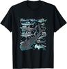 Haifischarten Lernposter Grafik T-Shirt Meeresbiologie Geschenk Baumwolle Rundhals T-Shirt