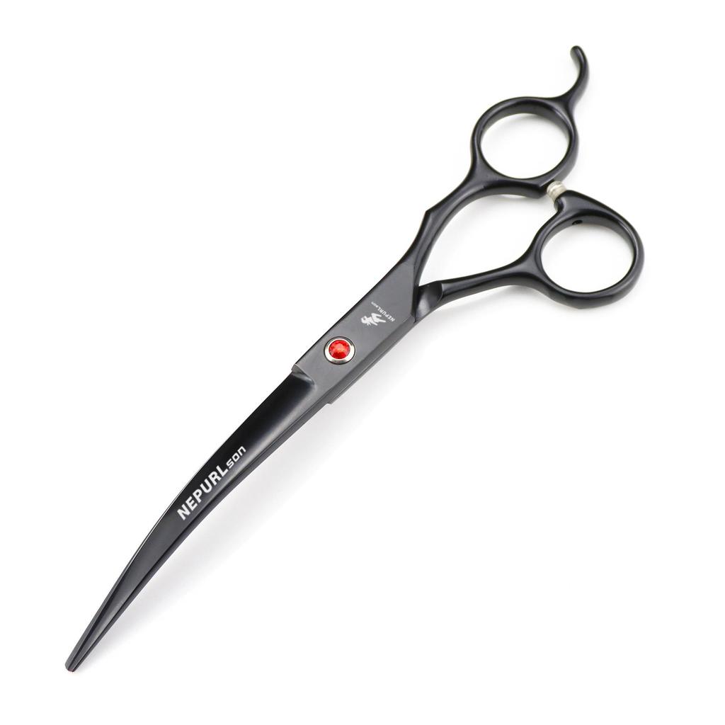 7.0" Black Grooming Scissors Set: 4-Piece Straight Shears with Comb