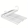 Stainless Steel Folding Pants Hanger – Multi-Layer Magic Clips & Retractable Space-Saving Organizer