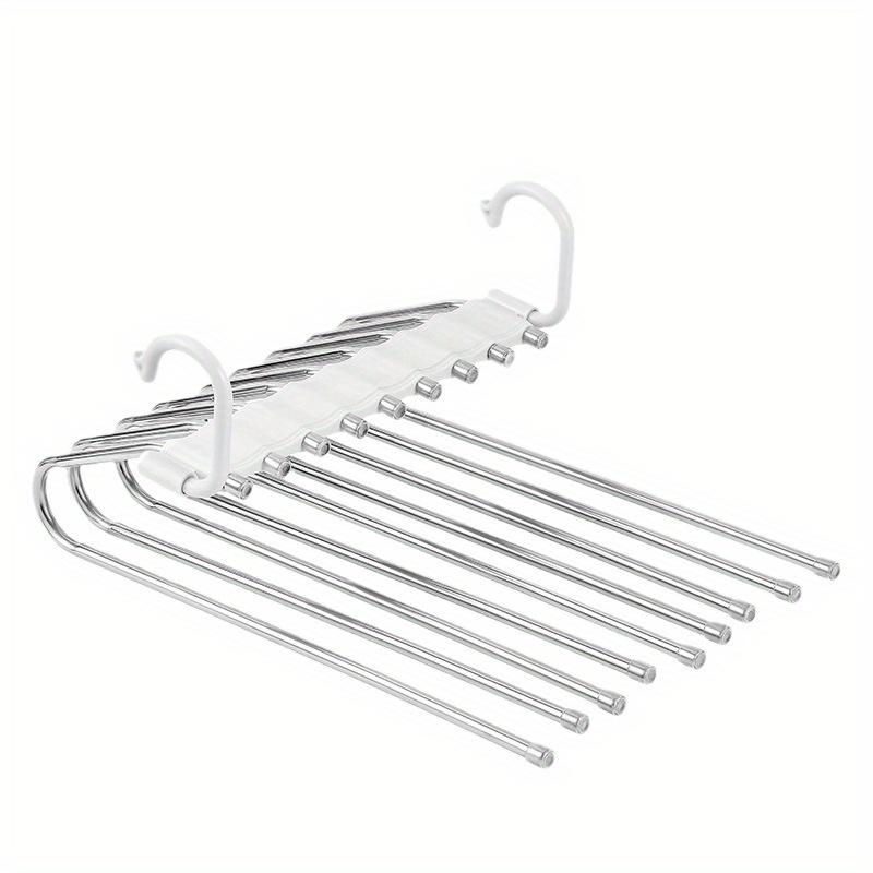 Stainless Steel Folding Pants Hanger – Multi-Layer Magic Clips & Retractable Space-Saving Organizer