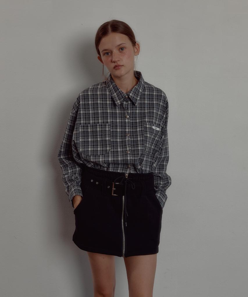 Leteoli Belt Zipper Mini Skirt_Black