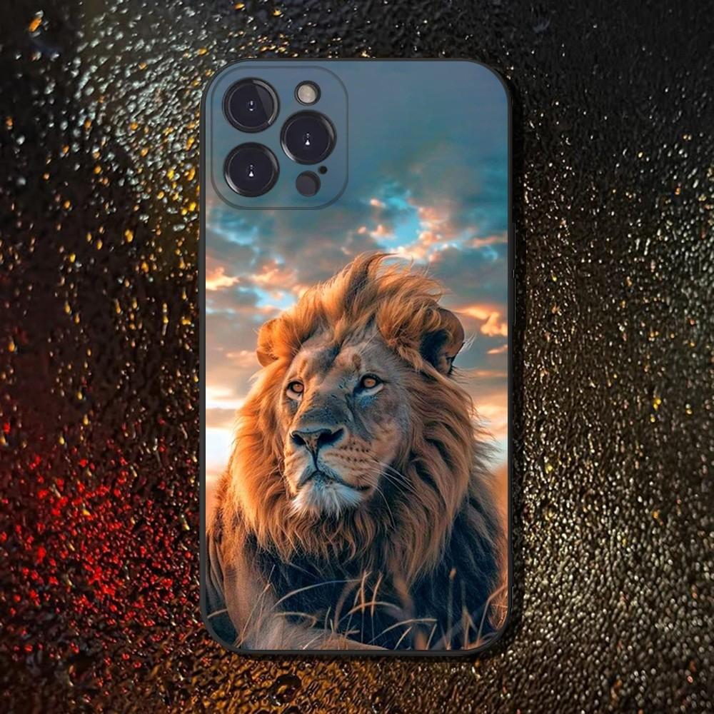 

Lion Alpha Male Cub King Phone Case For iPhone 16,15,14,13,12,11 Plus,Pro Max,XS,X,XR,SE,Mini,8,7,Soft Silicone Black Cover iPhone16pro