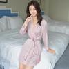 New Lace Silk Women's Two-Piece Nightgown & Robe Set – Long Sleeve, Sexy Summer Pajamas