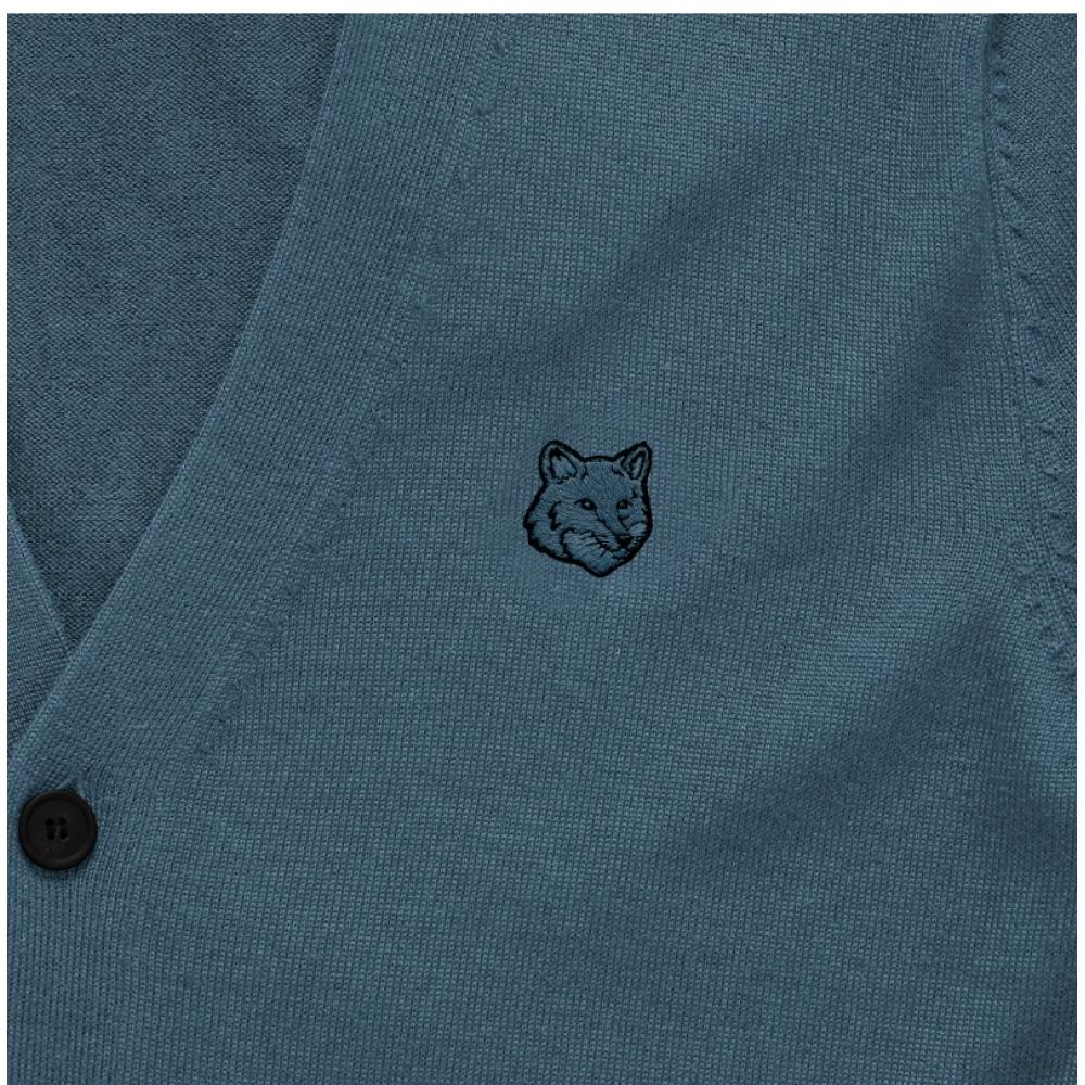 MaiSon KitSune Bold Fox Head Patch V Neck Men S Cardigan Mm00509kt1036