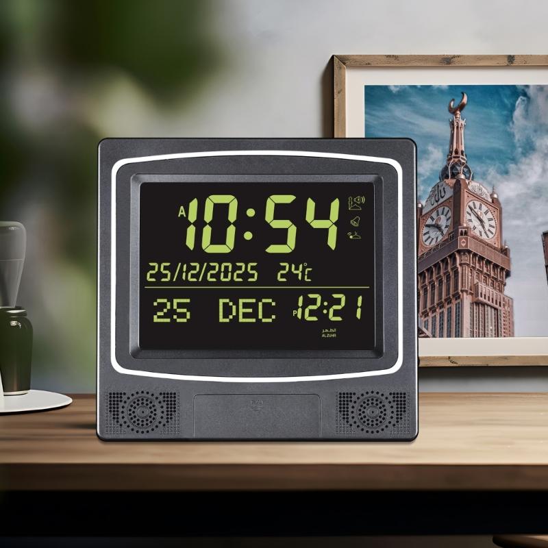 Wall Desktop Placement Prayer Digital LED Azan Clock with Temperature Monitor Calendar Multifunction Alarm Clocks