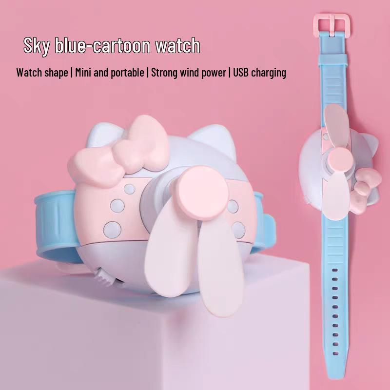 Hello Kitty USB Rechargeable Portable Mini Fan Bracelet Toy.