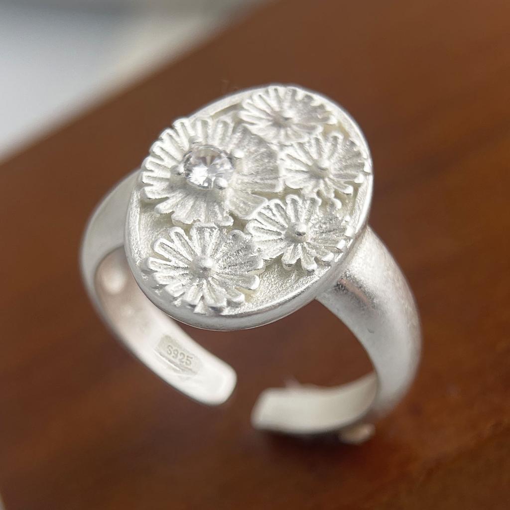 Xiaomi 925 Sterling Silver Rings for Women Couple Minimalist Handmade Simple Flower Zircon Ring Fine Jewelry Gift Prevent Allergy