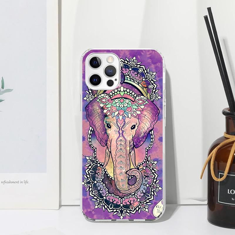 

Elephant Mandala Aztec Phone Case For Iphone 17 Air 16 15 Plus 16E 14 Pro Max 13 Mini 12 11 7 8 SE Fundas Soft Back Cover 17 Air iPhone 16 Pro Max