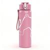 1PC Minimal Light Tone Sketch Line Print 750ml Color Plastic Sports Water Bottle Leakproof Flip Straw Lid Suitable for Sports Office Home Use