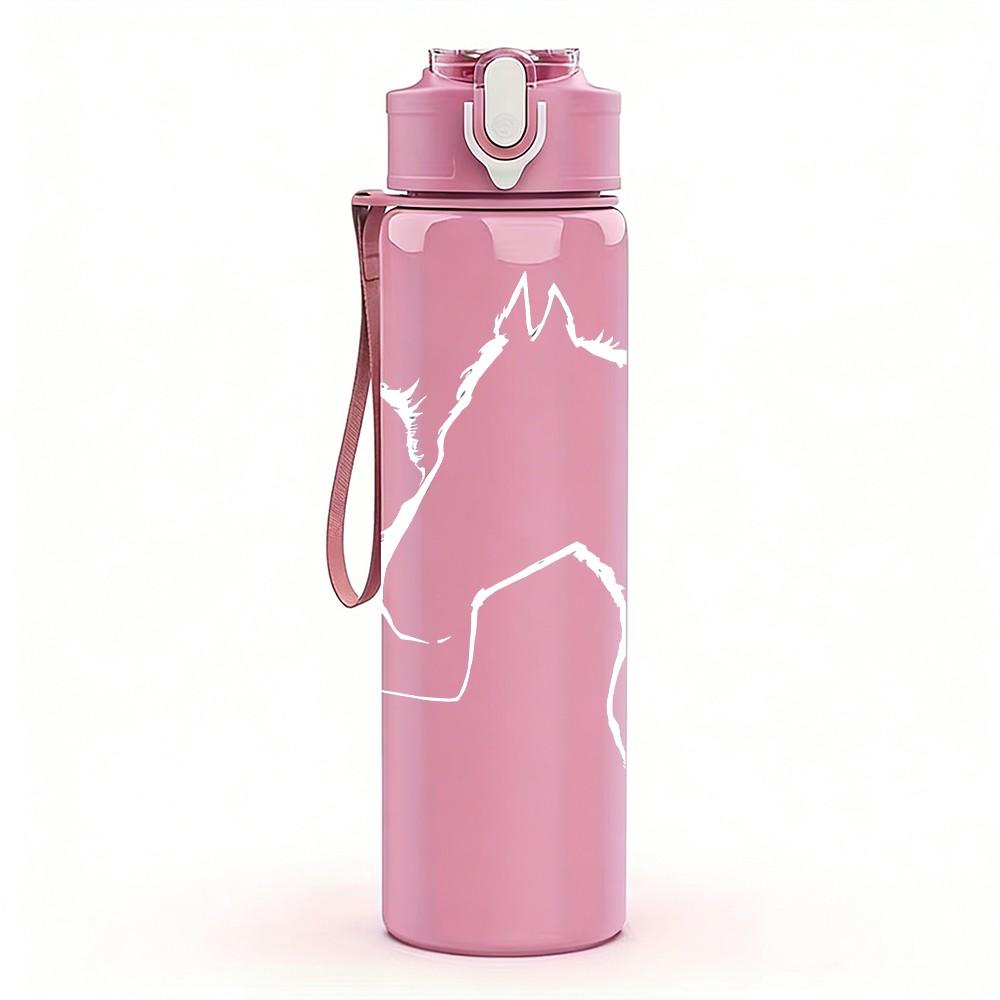 1PC Minimal Light Tone Sketch Line Print 750ml Color Plastic Sports Water Bottle Leakproof Flip Straw Lid Suitable for Sports Office Home Use