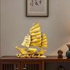 Brass Dragon Head Sailboat Feng Shui Statue – Chinese Smooth Sailing & Prosperity Figurine for Entryway, Home Office Desk or Shelf Decor, Gift for