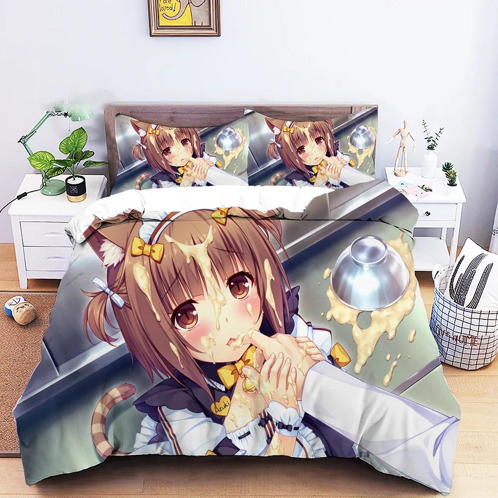 New 3d Print Anime Nekopara Sexy Girl Bedding Set Boys Girls Twin Queen Size Duvet Cover Pillowcase Bed Kids Adult Home Textiles