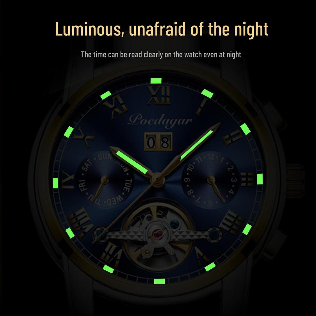 TikTok Trending Men's Automatic Waterproof Stainless Steel Luminous Skeleton Watch