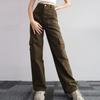 Women's Solid Color Versatile Casual Mid-waist Three-dimensional Pockets Loose Work Pants