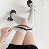 1 3 Pairs Women's Cotton Thigh High Socks Over The Knee Colorful Striped Pattern Casual Daily Wear Fashion Socks Black White