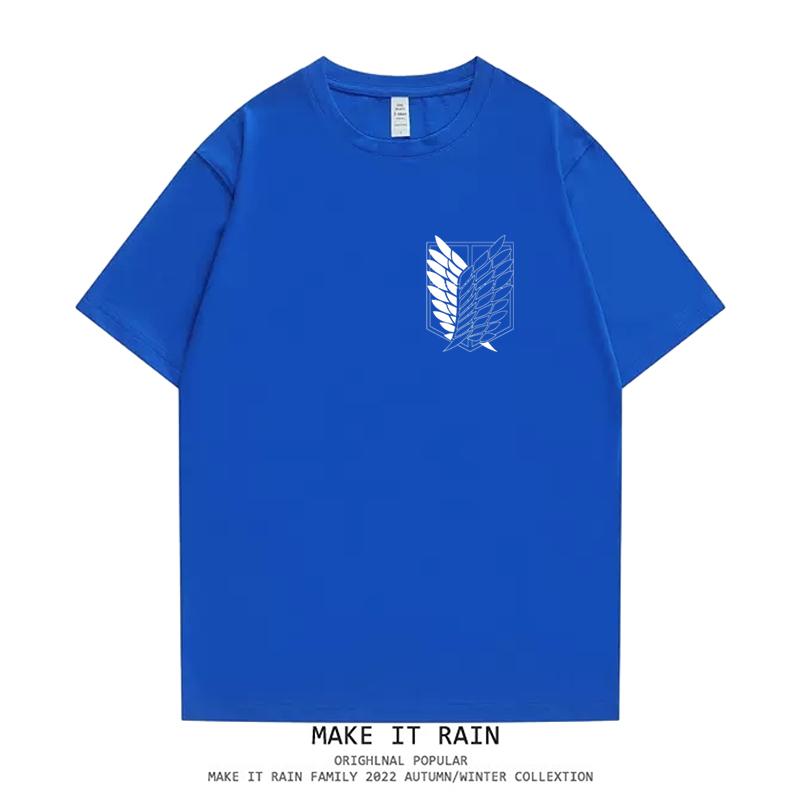 Attack Giant Wings of Freedom Cartoon Anime Oversize High Street Men and Women Short Sleeve T-Shirt Summer