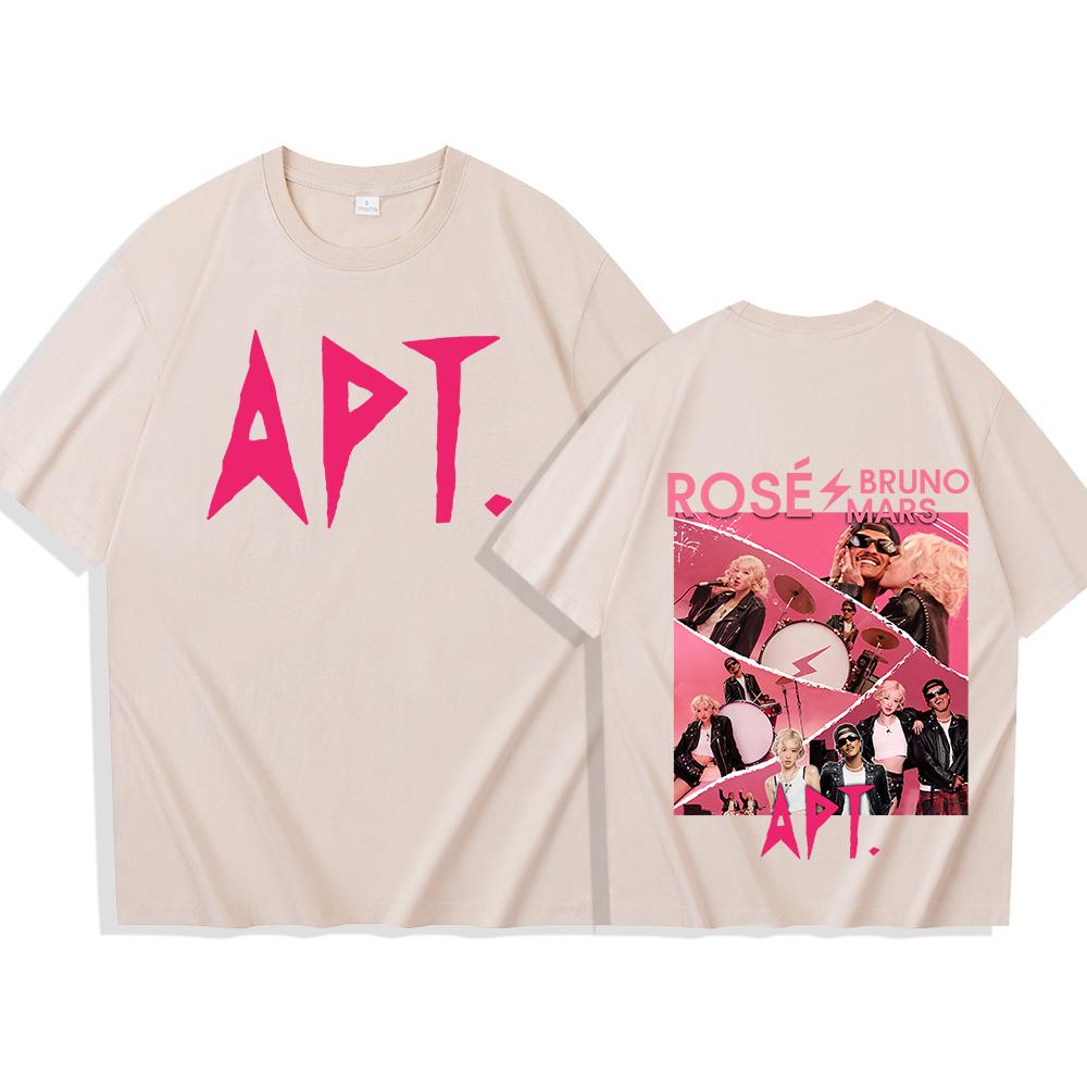 2025 Bruno Mars And Rose APT TShirts Unisex Harajuku ONeck Short Sleeve Popular Music Shirts Fans Gift