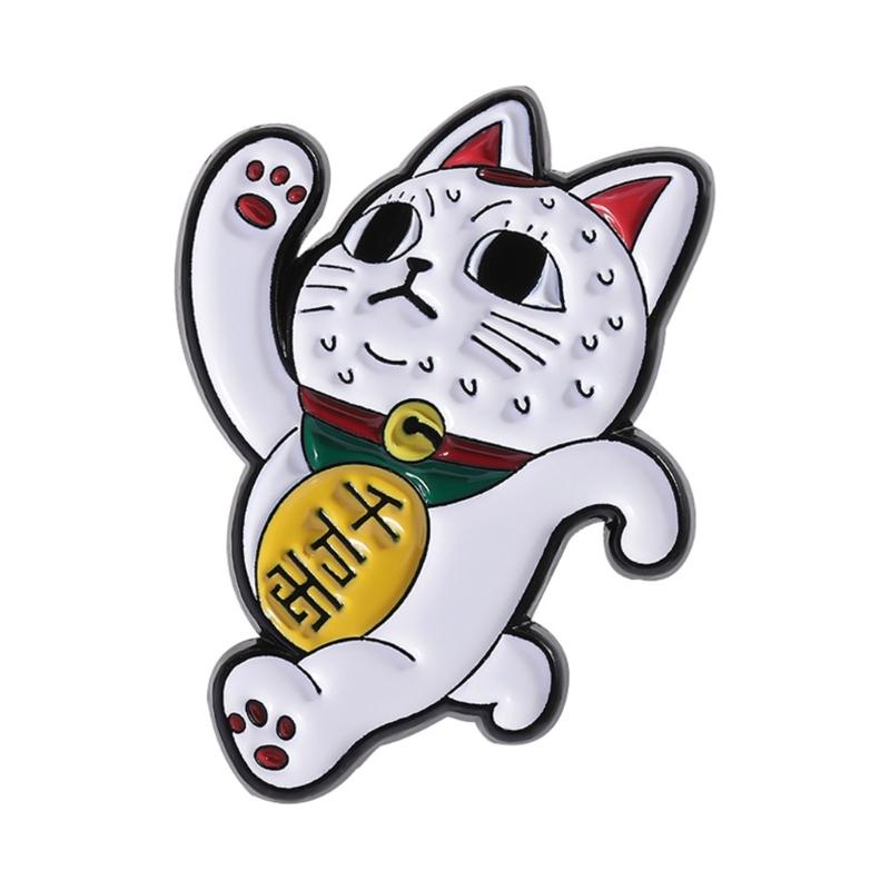 Lucky Fortune Cats Enamel Brooch Pin Premium Metal Badge For Casual Formal Wear Students Professionals