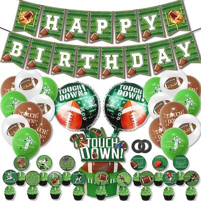 American Football Balloon Includes Banner Cake Topper Latex&Aluminum Foil Balloon