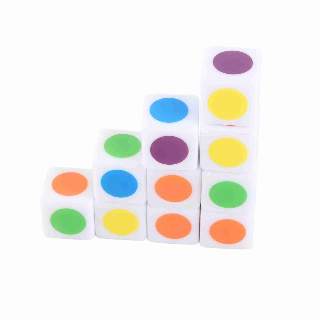 20Pcs Color Dot Dice 6 Colors Right Angle Teaching Dice for Board Games Digital Teaching