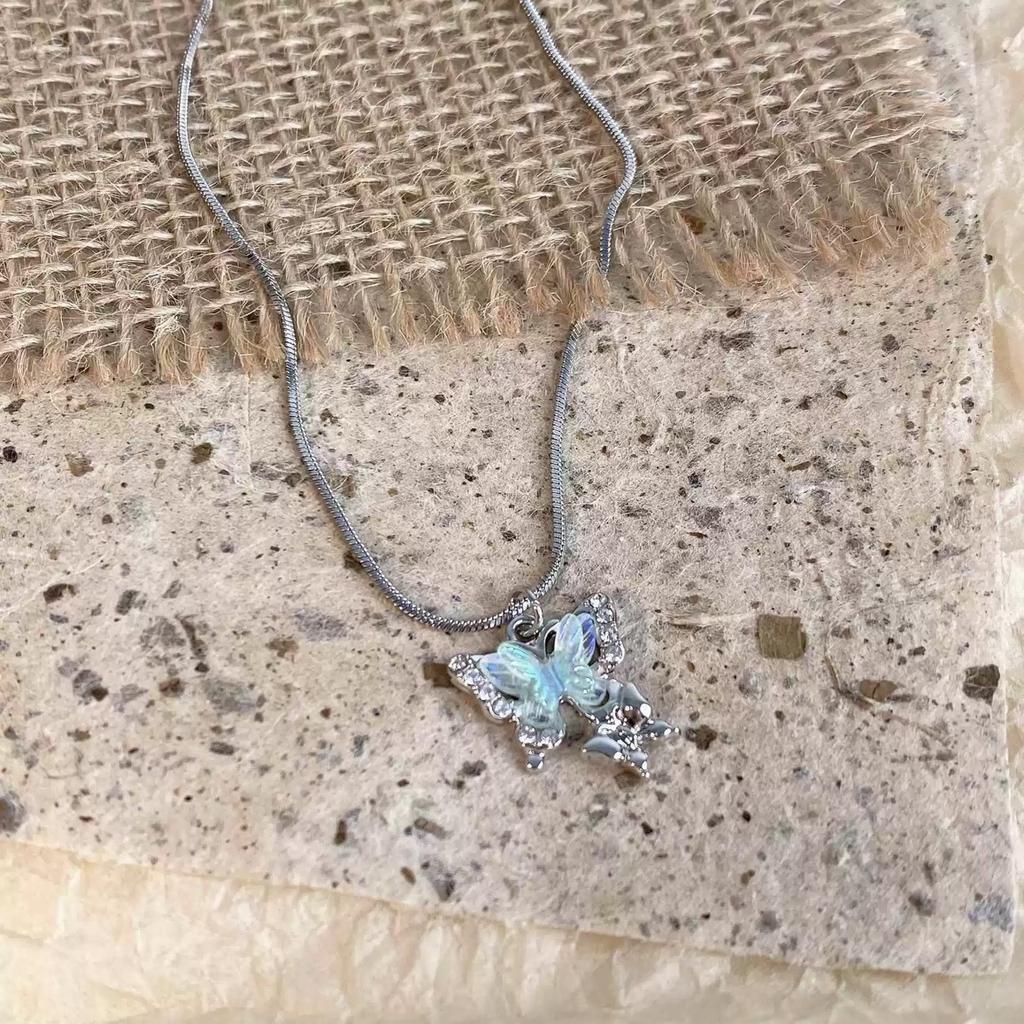 Laser Symphony Butterfly Zircon Necklace Women's Light Luxury Niche Fashion Sweet Sweet Cool New Accessories