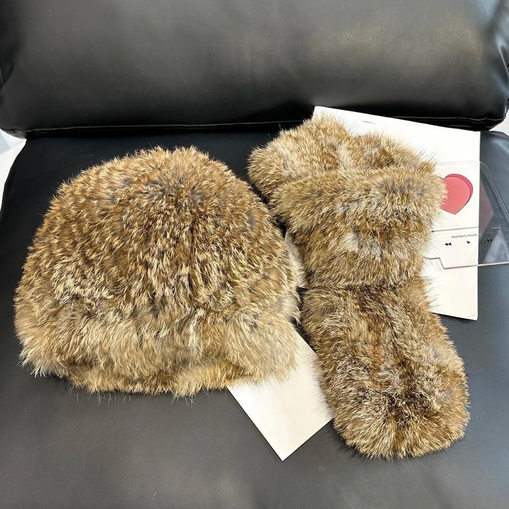 

Утолщенная шапка-шарф из натурального кроличьего меха Женская зимняя, обеспечивающая тепло и защиту от холода, комплекты шапок и шарфов из кроличьего меха