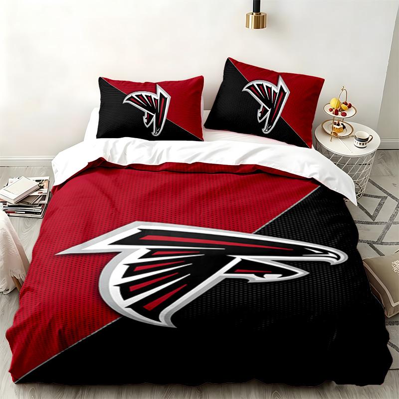 Atlanta Falcons 3-teiliges Set Perfekt für das Schlafzimmer Bequemes Bettwäsche-Set enthält einen Bettbezug und zwei Kissenbezüge Ideales Geburtstags- oder Weihnachtsgeschenk