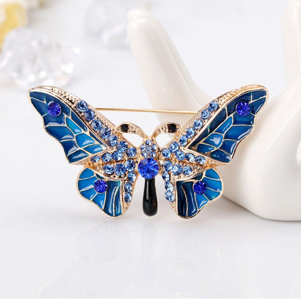 

Стразы Бабочка Насекомое Форма Изящные Подарки Брошь Булавка На Лацкан Модные Украшения синий