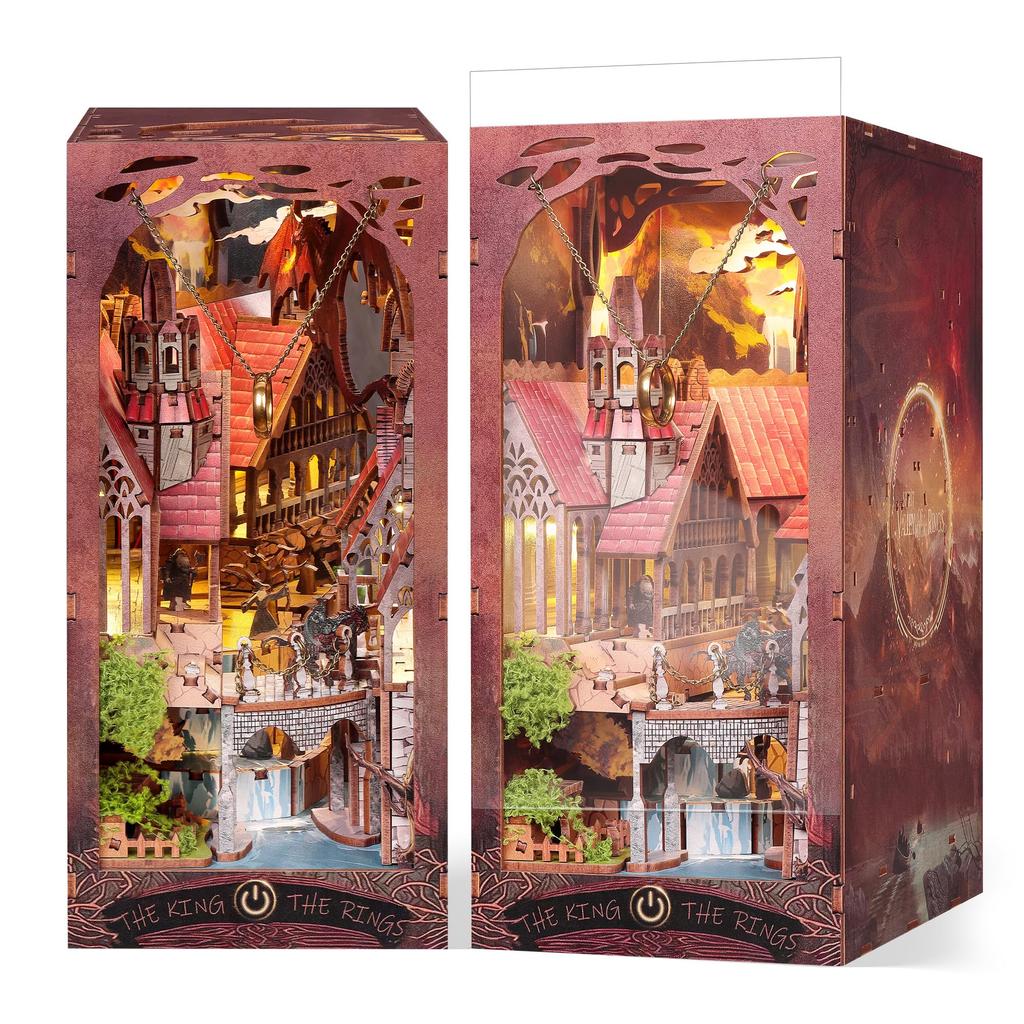 FUNPOLA 3D Puzzle Book Nook Wooden DIY Magical Miniature Dollhouse Bookshelf Display Craft 227 for and Middle Schoolers Kit, Puzzle, Organizer,