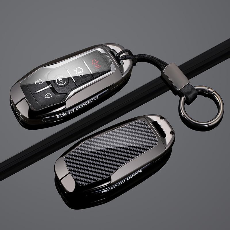 Kompatibelt metallnyckelfodral för Ford Mustang, Taurus, Explorer, Lincoln MKZ, MKC, MKX - Snyggt och Hållbart