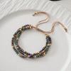 3 Layers AB Blue Gold Color Beaded handmade Adjustable Bracelet For Women Vintage Design String Weaving Knots Bracelet Jewelry
