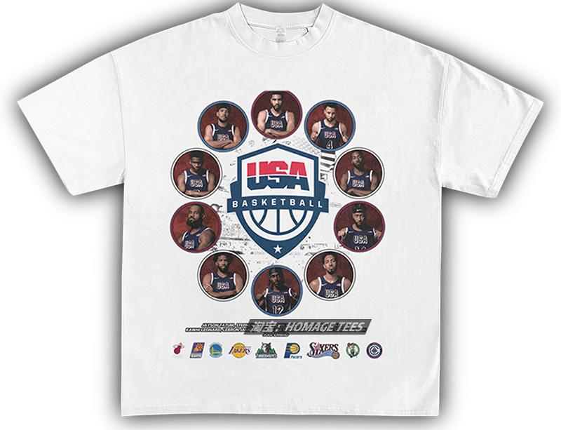 Americký basketbal NBA Americký retro Dělat starý potisk postavy Těžké Pánské Dámské Bavlněné Volné Krátký rukáv Pamětní tričko