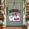 Wooden Halloween Ghost Door Sign Cartoon Door Hanging Cute Halloween Welcome Door Plaque  Porch