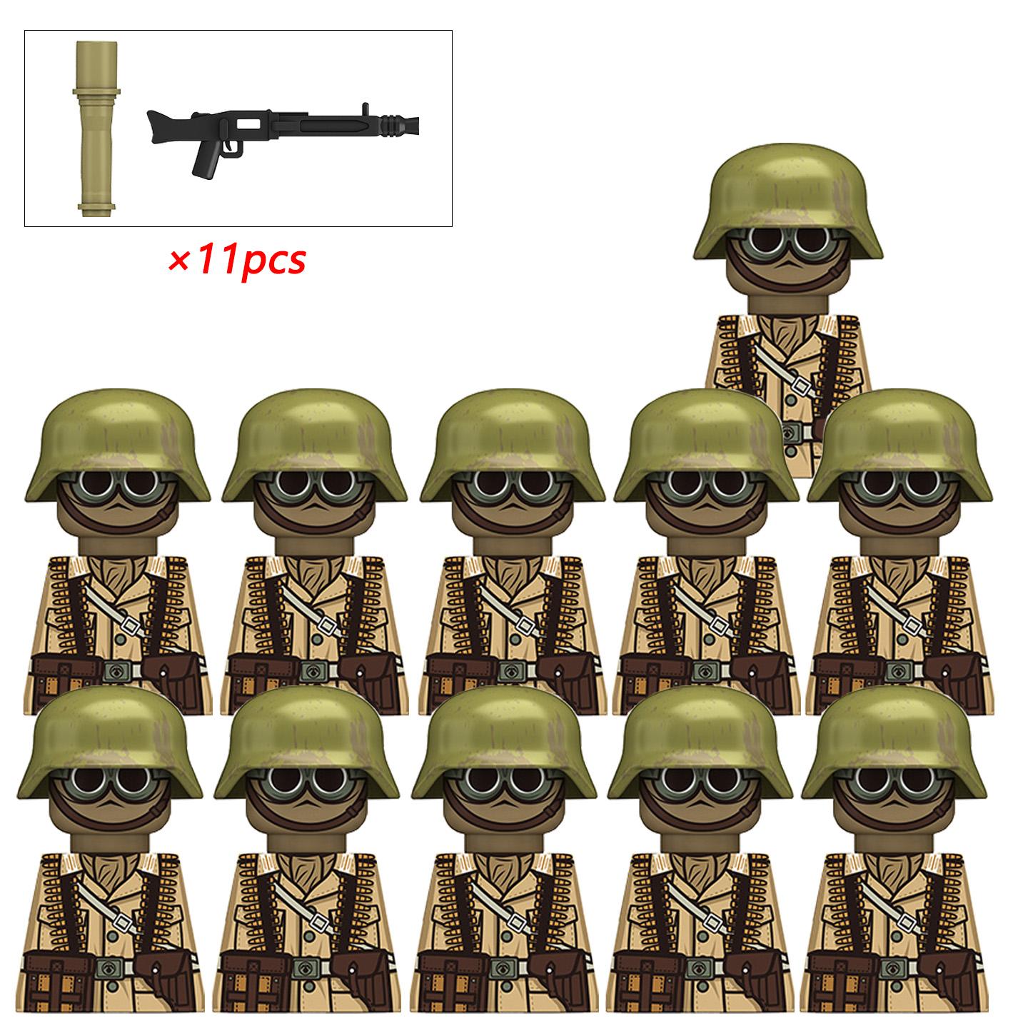 

Военный Солдат Вторая мировая война Фигурки Армии Строительные блоки Шлем Оружие Аксессуары Дети для Игрушки Подарки