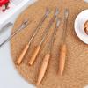Fondue Fork Set for Chocolate Cheese BBQ Reusable Stainless Steel Wooden Handle Fruit Forks for Party Dipping and Grilling