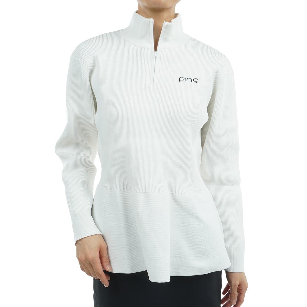 

Long Sleeve High Neck Knit Golf L [Pin Apparel] Women s (Recycled Material) / / 622-4270002 030_White